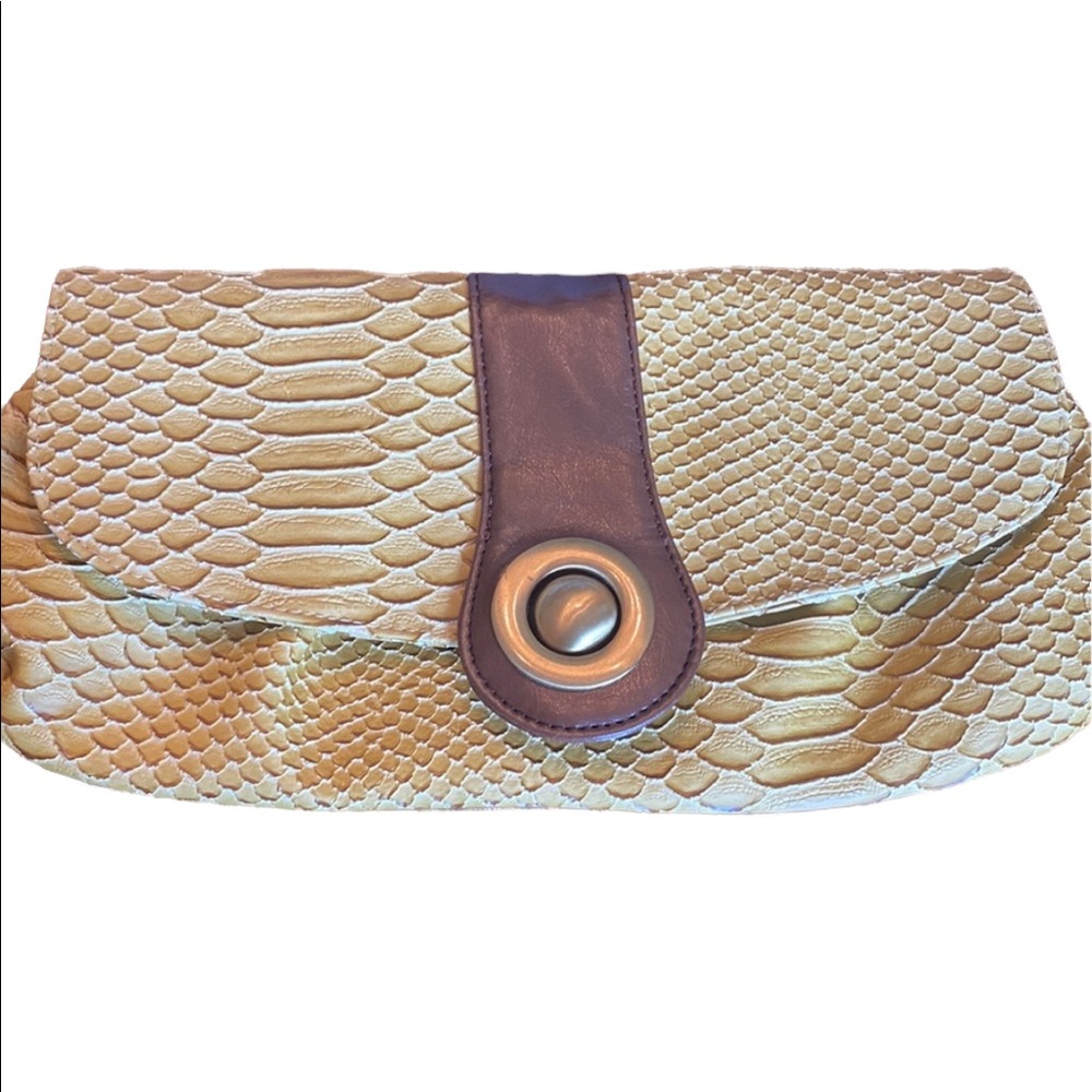 Ebisu Vegan Animal Skin Yellow Clutch Purse